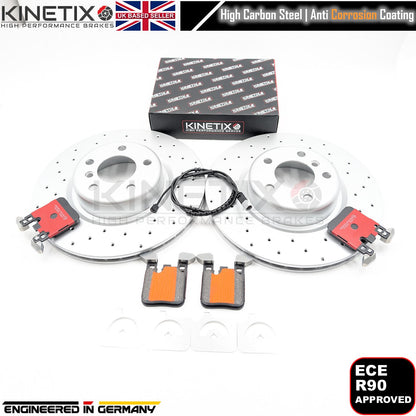 FOR BMW 120d F21 M SPORT CROSS DRILLED REAR BRAKE DISCS PADS SENSOR 345mm