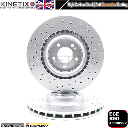 FOR KIA STINGER 3.3 T-GDi 2017-DRILLED FRONT REAR BRAKE DISCS PADS 350mm 340mm