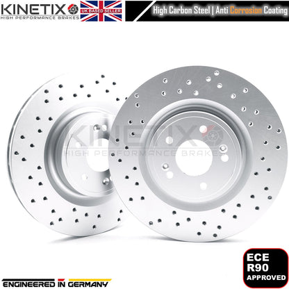 FOR KIA STINGER 3.3 T-GDi 2017-DRILLED FRONT REAR BRAKE DISCS PADS 350mm 340mm