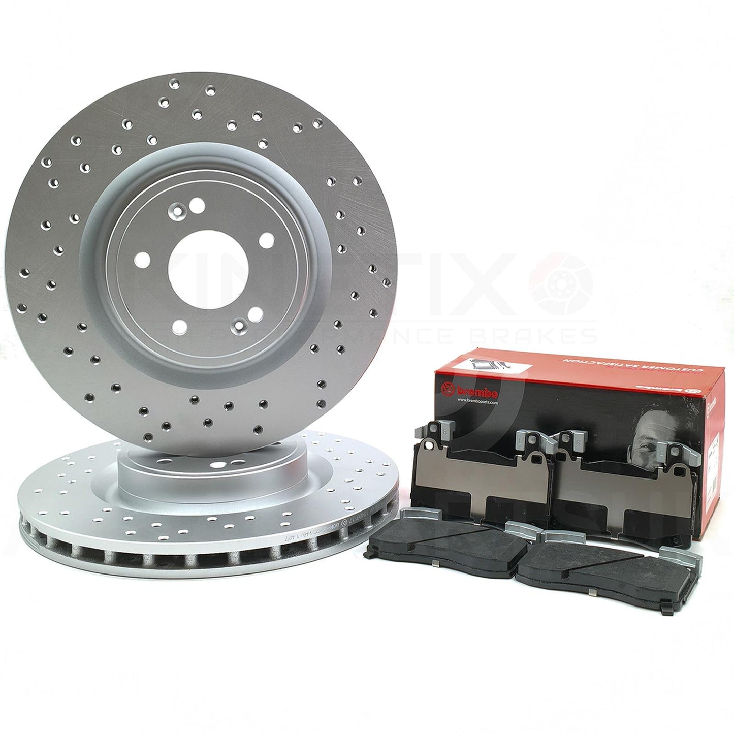 FOR GENESIS G70 KIA STINGER DRILLED FRONT BRAKE DISCS BRAKE BREMBO PADS 350mm
