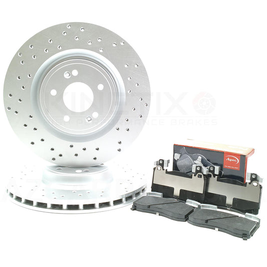 FOR KIA STINGER 3.3 T-GDI 2017- FRONT CROSS DRILLED BRAKE DISCS PADS 350mm