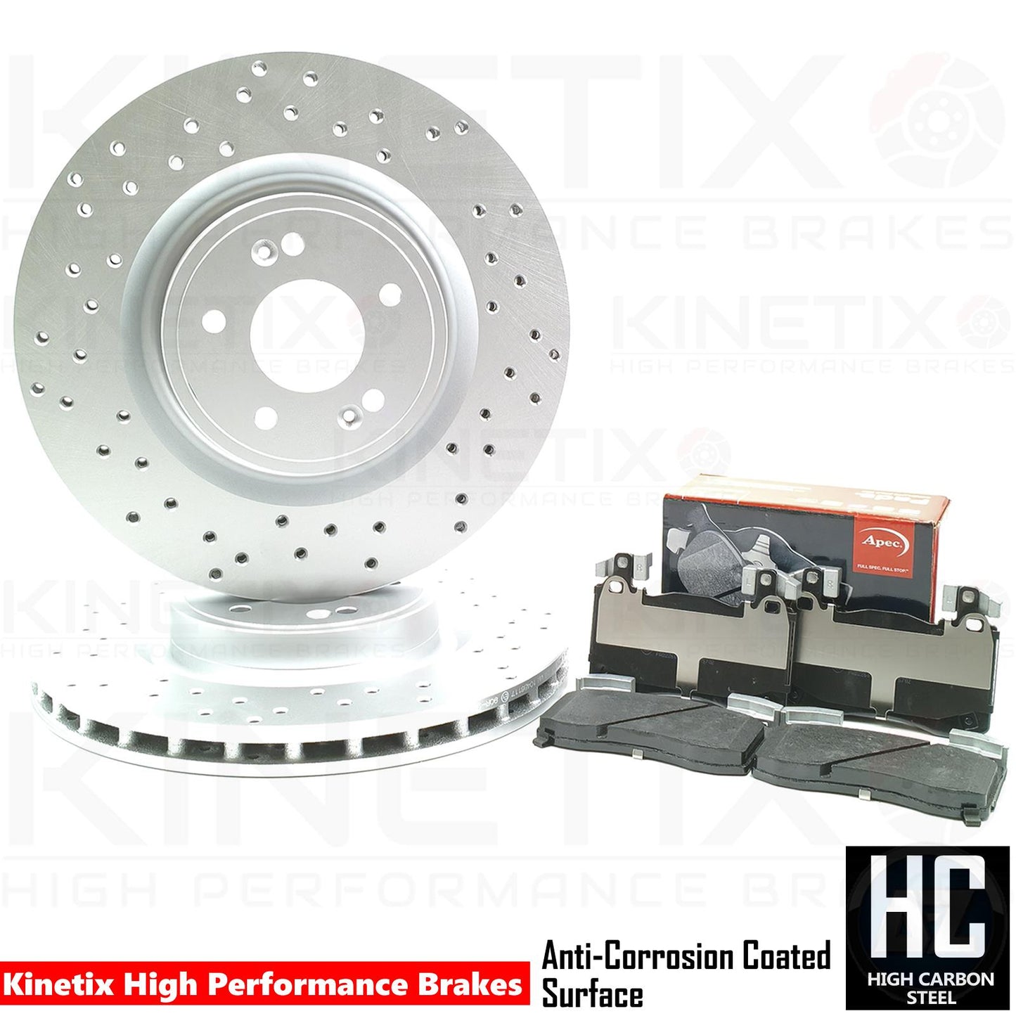 FOR KIA STINGER 3.3 T-GDI 2017- FRONT CROSS DRILLED BRAKE DISCS PADS 350mm