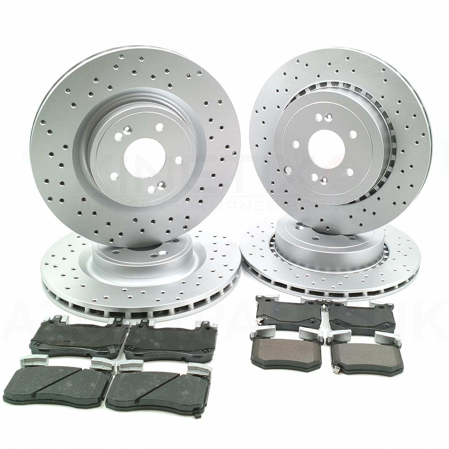 FOR KIA STINGER 3.3 T-GDi 2017-DRILLED FRONT REAR BRAKE DISCS PADS 350mm 340mm