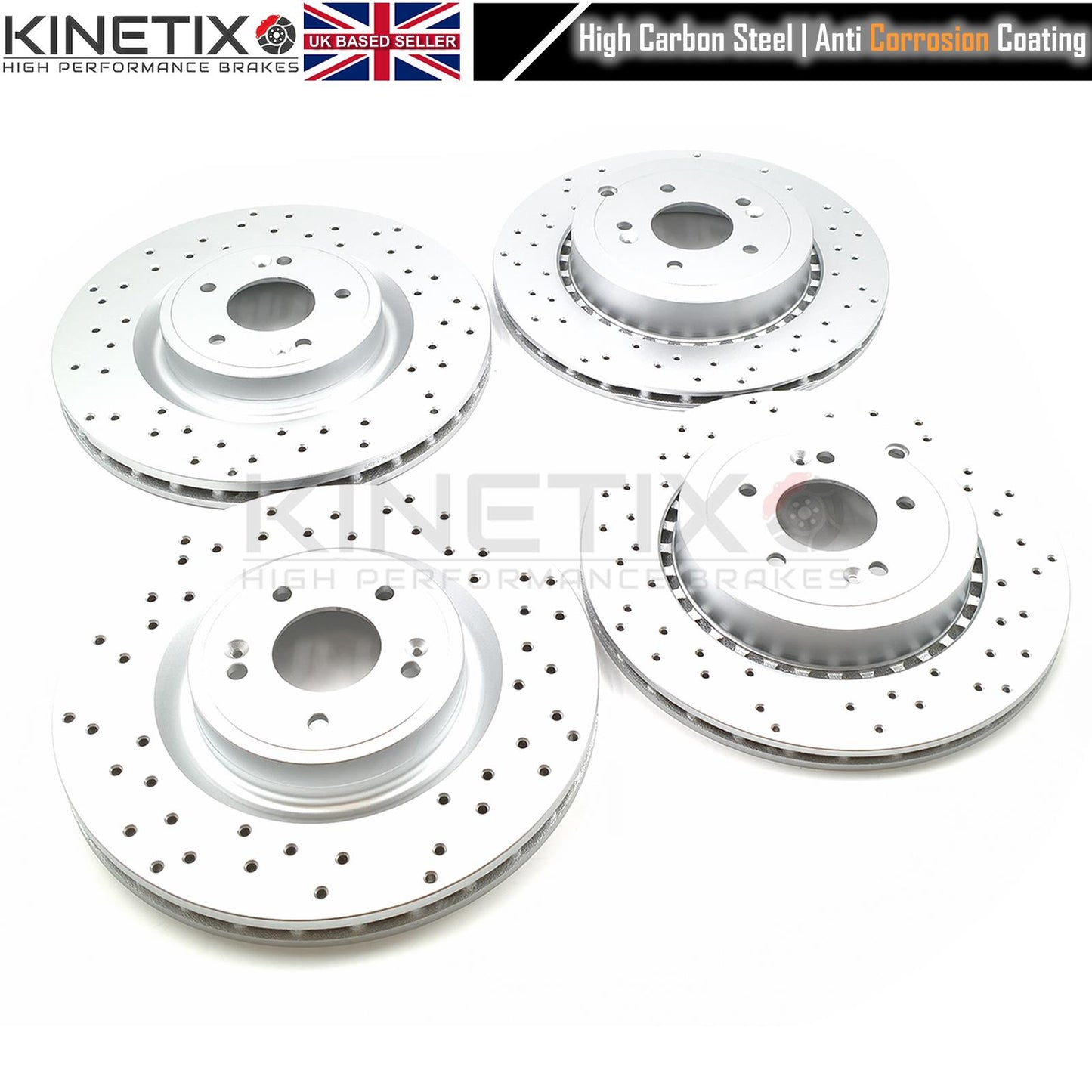 FOR KIA STINGER 3.3 T-GDi 2017-DRILLED FRONT REAR BRAKE DISCS PADS 350mm 340mm