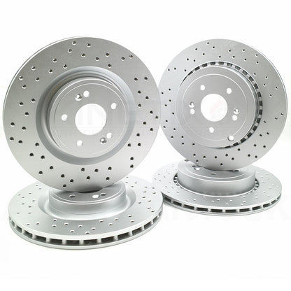 FOR KIA STINGER 3.3 T-GDi 2017-DRILLED FRONT REAR BRAKE DISCS PADS 350mm 340mm