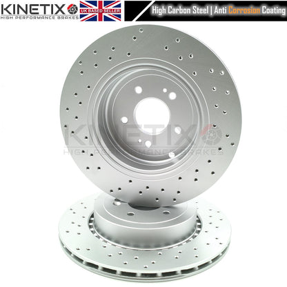 FOR KIA STINGER 3.3 T-GDi 2017-DRILLED FRONT REAR BRAKE DISCS PADS 350mm 340mm