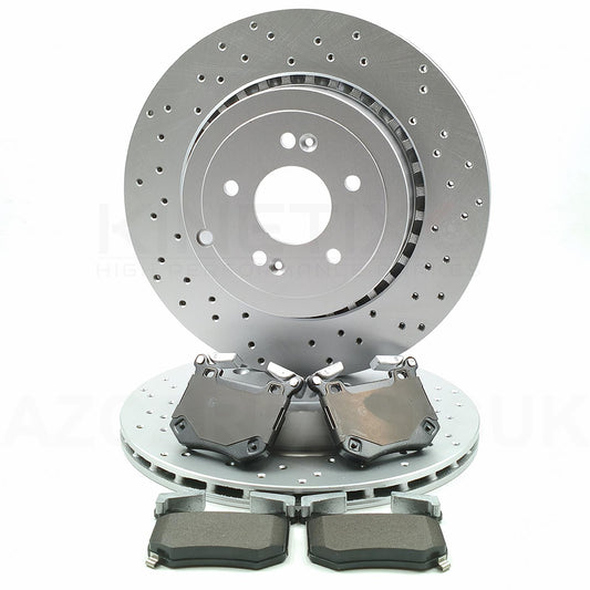 FOR KIA STINGER 3.3 T-GDI PERFORMANCE DRILLED REAR BRAKE DISCS PADS 340mm