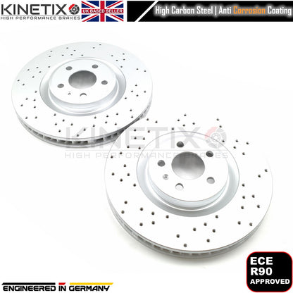 FOR PORSCHE MACAN 3.0 S 14-18 DRILLED FRONT BRAKE DISCS PADS SENSORS 350mm