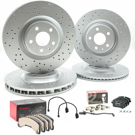 FOR PORSCHE MACAN 3.0 S DRILLED FRONT REAR BRAKE DISCS BREMBO PADS 350mm 330mm