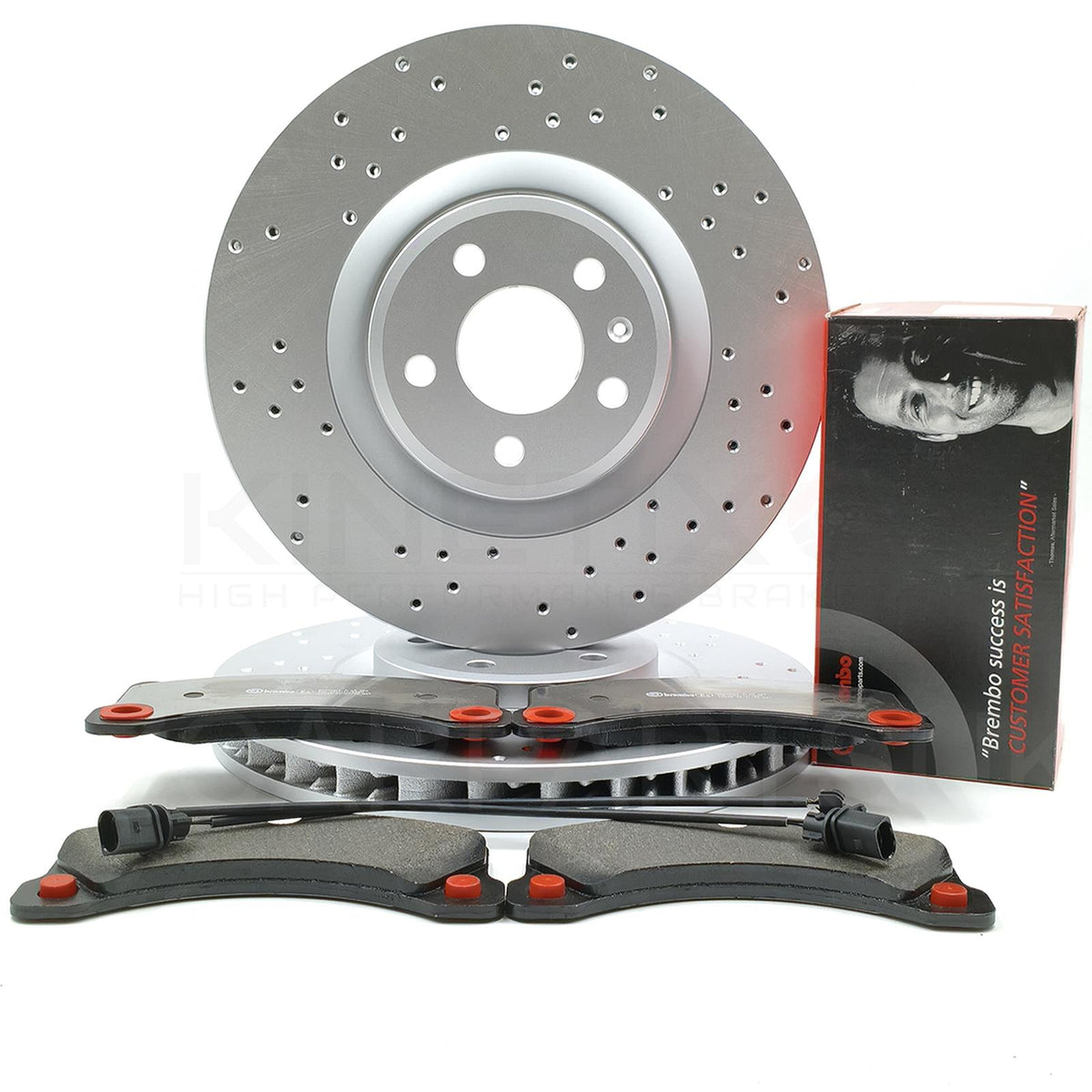 FOR PORSCHE MACAN 3.0 S DIESEL 14-18 FRONT BRAKE DISCS BREMBO PADS WIRES 350mm