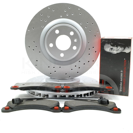 FOR PORSCHE MACAN 3.0 S DIESEL 14-18 FRONT BRAKE DISCS BREMBO PADS WIRES 350mm