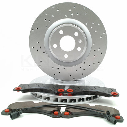 FITS PORSCHE MACAN 3.0 S DIESEL DRILLED FRONT BRAKE DISCS PADS & SENSORS 350mm