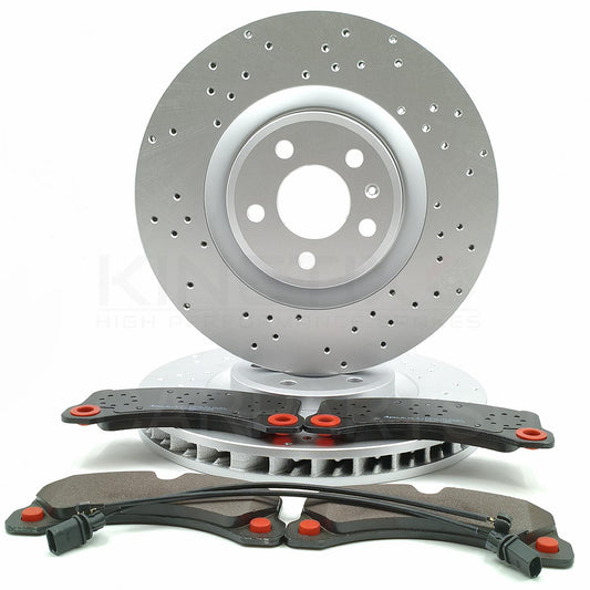 FITS PORSCHE MACAN 3.0 S DIESEL DRILLED FRONT BRAKE DISCS PADS & SENSORS 350mm