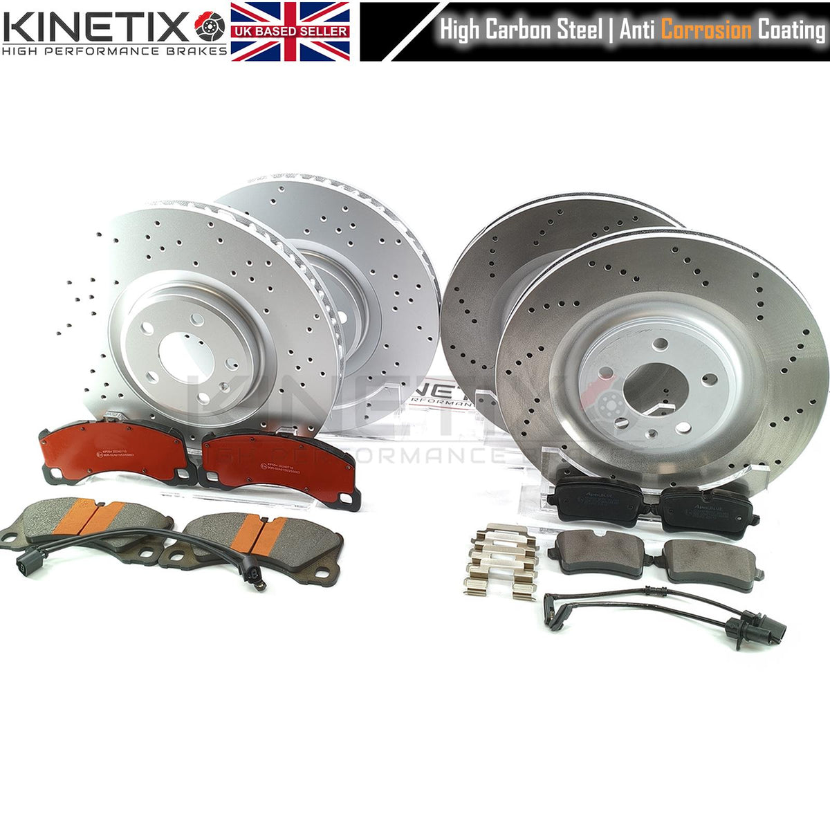 FOR PORSCHE MACAN S 2.9 Turbo/2.9 S/2.9 T CROSS DRILLED PERFORMANCE FRONT REAR BRAKE DISCS PADS & WEAR WIRE SENSORS 360mm 330mm