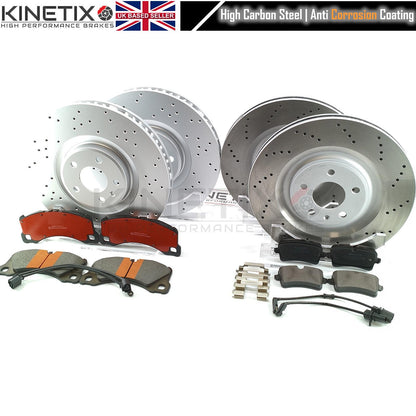 FOR PORSCHE MACAN S 2.9 Turbo/2.9 S/2.9 T CROSS DRILLED PERFORMANCE FRONT REAR BRAKE DISCS PADS & WEAR WIRE SENSORS 360mm 330mm