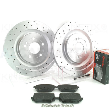 MERCEDES A35 A45 CLA35 CLA45 GLA45 GLB35 AMG REAR BRAKE DISCS BREMBO PADS & WEAR WIRE SENSOR LEADS 330mm