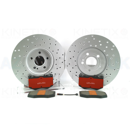 FOR MERCEDES A35 AMG 2018- HIGH CARBON FRONT BRAKE DISCS CERAMIC RACING PADS SENSOR 350mm