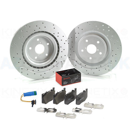 FOR MERCEDES A35 AMG 2018+ DRILLED FRONT BRAKE DISCS BREMBO PADS & WEAR WIRE SENSOR LEAD 350mm