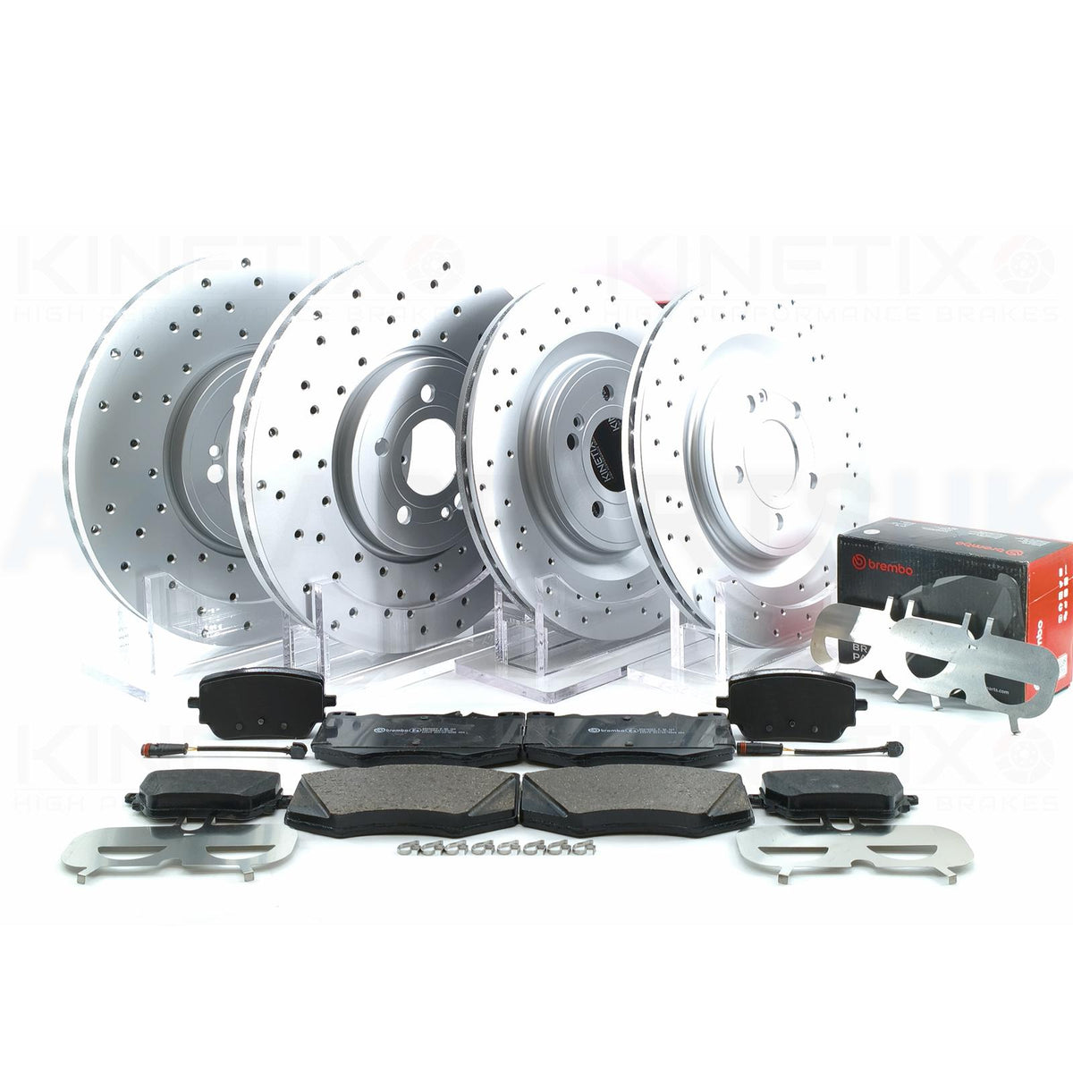 FOR MERCEDES A35 AMG 2018-> FRONT REAR BRAKE DISCS BREMBO PADS & WEAR WIRE SENSOR LEADS 350mm 330mm FR/RR **COATED**
