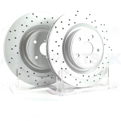 CROSS DRILLED FRONT BRAKE DISCS & PADS FOR SUBARU WRX STI 2.5 AWD 2014- 6 POT BREMBOS 340mm