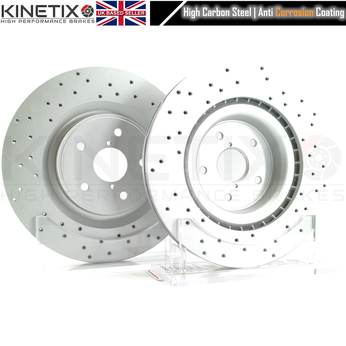 CROSS DRILLED FRONT BRAKE DISCS & PADS FOR SUBARU WRX STI 2.5 AWD 2014- 6 POT BREMBOS 340mm