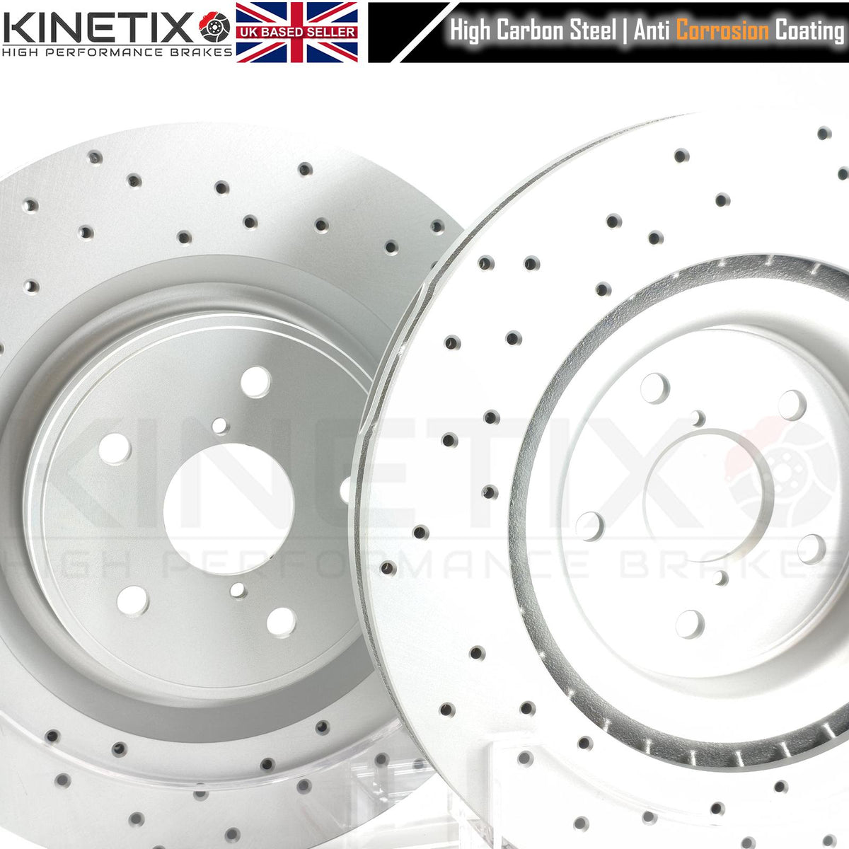 CROSS DRILLED FRONT BRAKE DISCS & PADS FOR SUBARU WRX STI 2.5 AWD 2014- 6 POT BREMBOS 340mm