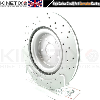 CROSS DRILLED FRONT BRAKE DISCS & PADS FOR SUBARU WRX STI 2.5 AWD 2014- 6 POT BREMBOS 340mm