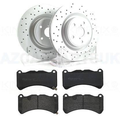 CROSS DRILLED FRONT BRAKE DISCS & PADS FOR SUBARU WRX STI 2.5 AWD 2014- 6 POT BREMBOS 340mm