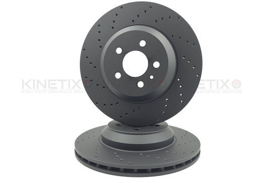FITS TESLA MODEL 3 PERFORMANCE 18- CROSS DRILLED FRONT BRAKE DISCS 355mm X 25mm