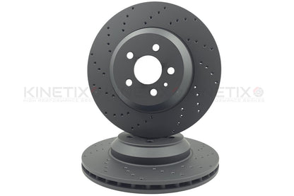 TESLA MODEL 3 PERFORMANCE (5YJ3) 2018- CROSS DRILLED FRONT REAR BRAKE DISCS PADS & FITTING PINS KIT 335mm 355mm