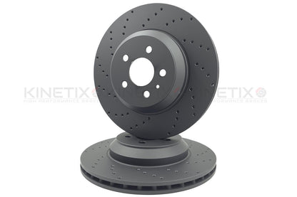 TESLA MODEL 3 PERFORMANCE (5YJ3) 2018- CROSS DRILLED FRONT REAR BRAKE DISCS PADS & FITTING PINS KIT 335mm 355mm