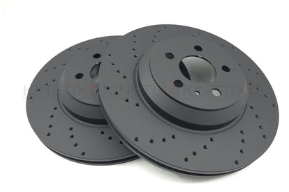 TESLA MODEL 3 PERFORMANCE (5YJ3) 2018- CROSS DRILLED FRONT REAR BRAKE DISCS PADS & FITTING PINS KIT 335mm 355mm
