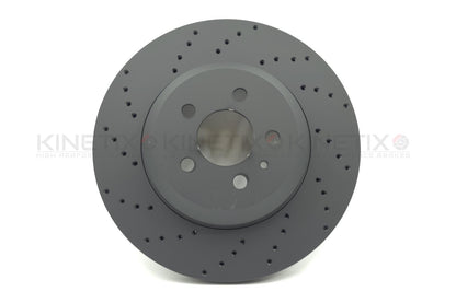 TESLA MODEL 3 PERFORMANCE (5YJ3) 2018- CROSS DRILLED FRONT REAR BRAKE DISCS PADS & FITTING PINS KIT 335mm 355mm