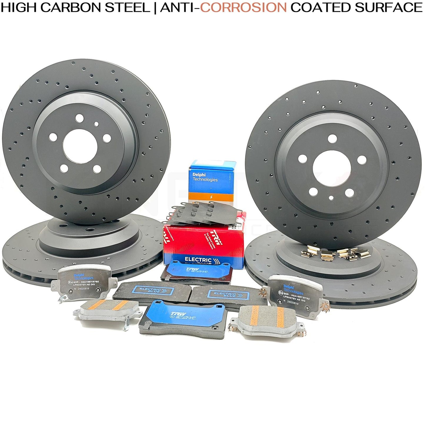 FITS TESLA MODEL 3 PERFORMANCE 2018- FRONT & REAR BRAKE DISCS PADS 335mm 355mm