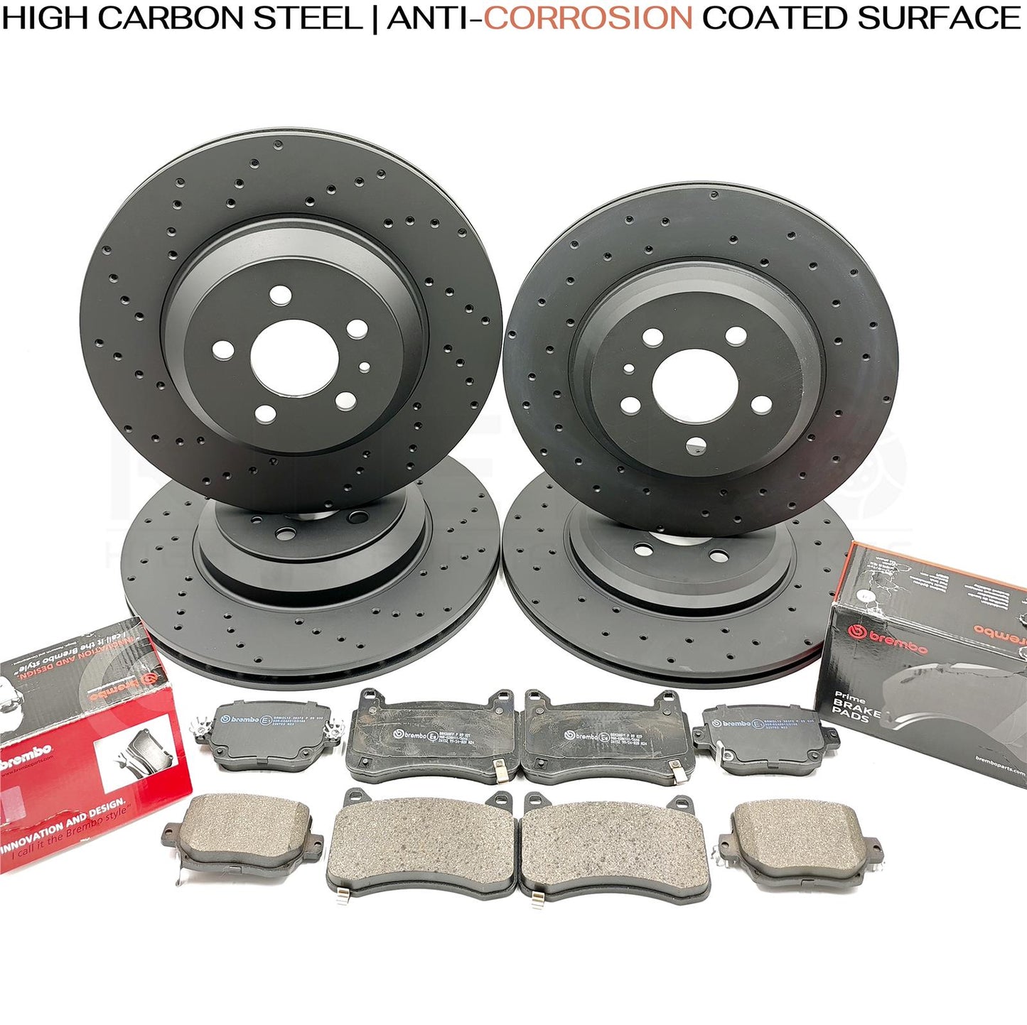 FOR TESLA MODEL 3 PERFORMANCE 18- FRONT REAR BRAKE DISCS BREMBO PADS 335mm 355mm