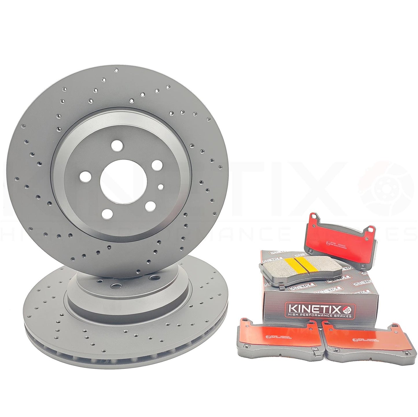 FOR TESLA MODEL 3 PERFORMANE 2018- DRILLED FRONT BRAKE DISCS CERAMIC PADS 355mm