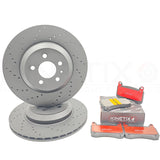 FOR TESLA MODEL 3 PERFORMANE 2018- DRILLED FRONT BRAKE DISCS CERAMIC PADS 355mm