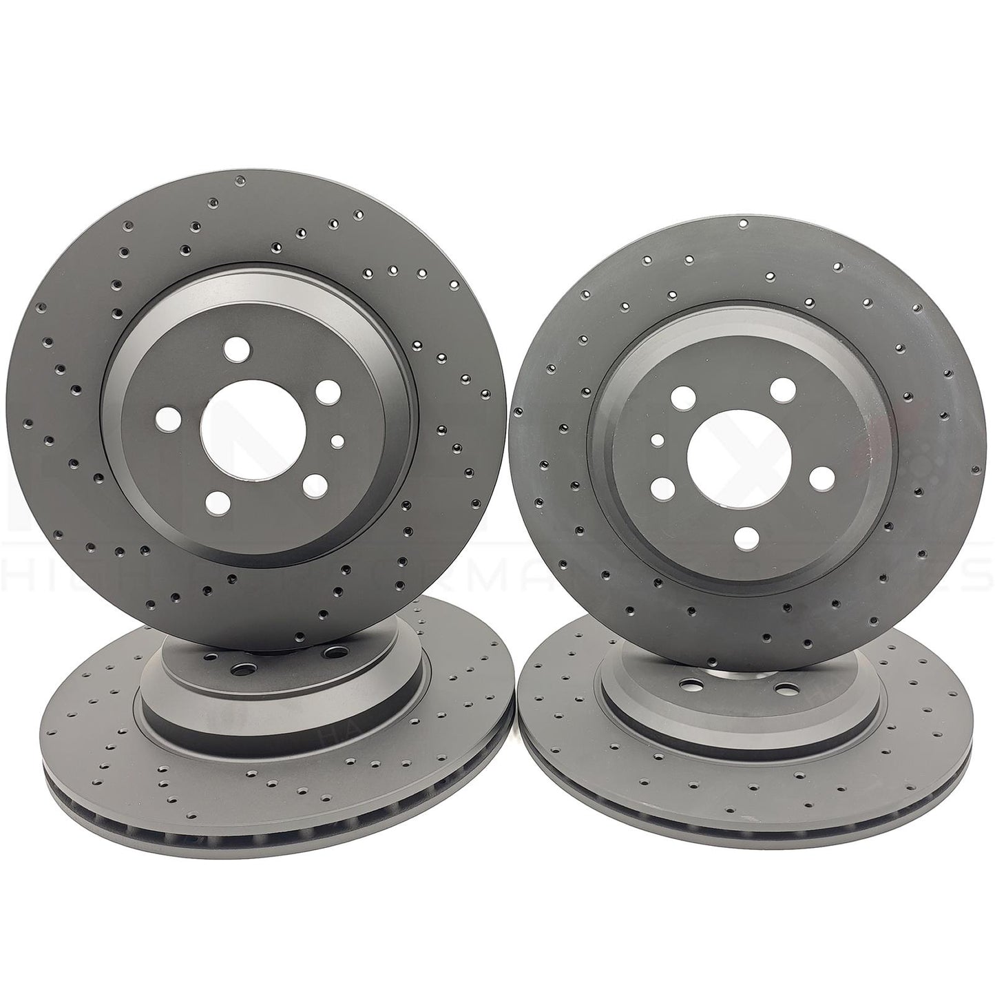 TESLA MODEL 3 PERFORMANCE (5YJ3) 2018- CROSS DRILLED FRONT REAR BRAKE DISCS PADS & FITTING PINS KIT 335mm 355mm