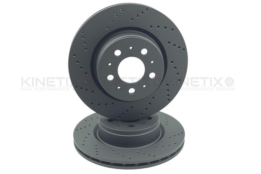 FOR TESLA MODEL 3 2018- DRILLED FRONT BRAKE DISCS 1044611-00-D 320mm X 25mm