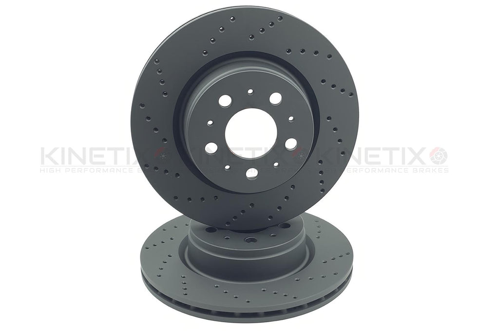 FOR TESLA MODEL 3 (5YJ3) 2018- CROSS DRILLED FRONT BRAKE DISCS PAIR 1044611-00-D