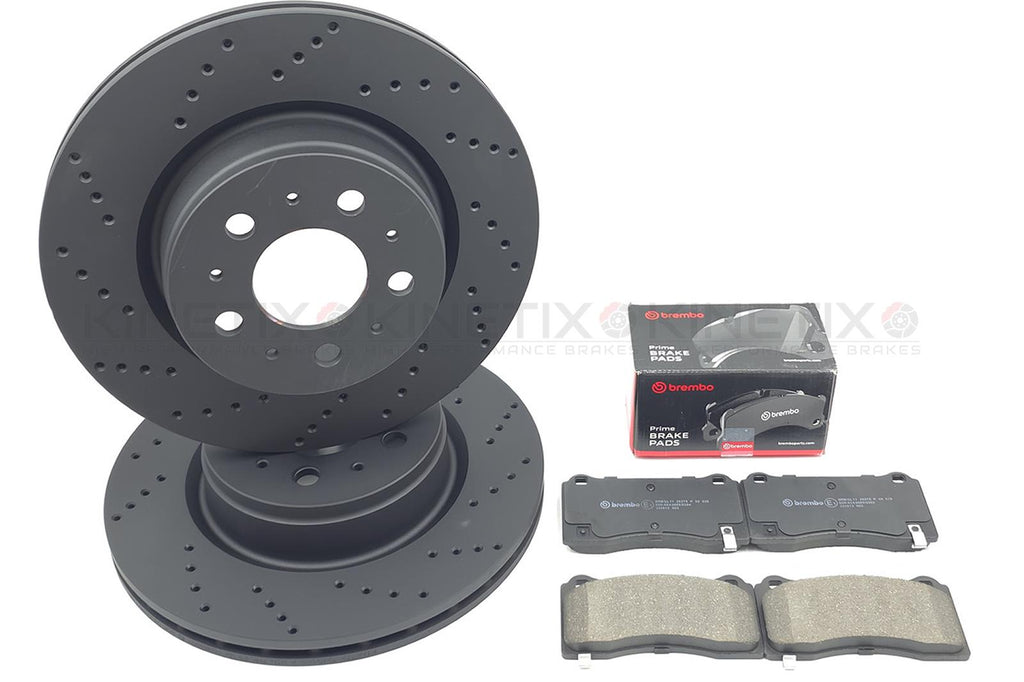 FOR TESLA MODEL 3 (5YJ3) 2018- CROSS DRILLED FRONT BRAKE DISCS PADS 104461100D