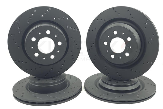 FOR TESLA MODEL 3 (5YJ3) 2018- FRONT REAR CROSS DRILLED BRAKE DISCS 320mm 335mm