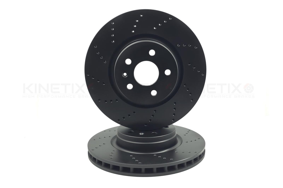 FOR TESLA MODEL X 75D / P100D / 100D DRILLED FRONT BRAKE DISCS PADS 355mm X 32mm