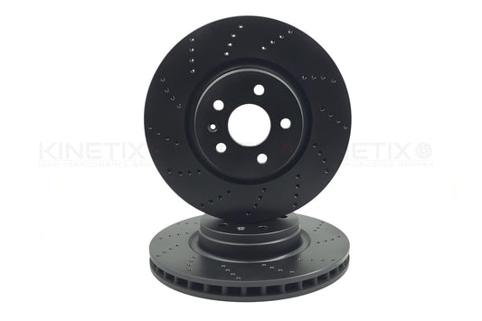 FOR TESLA MODEL S P90D CROSS DRILLED PERFORMANCE FRONT BRAKE DISCS PAIR 355mm