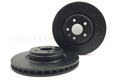 FOR TESLA MODEL S P100D / 100D DRILLED FRONT BRAKE DISCS PADS 355mm X 32mm
