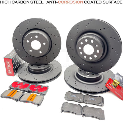 FITS TESLA MODEL S MODEL X PLAID DRILLED FRONT REAR BRAKE DISCS PADS 355mm 365mm