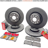 FOR TESLA MODEL S MODEL X DRILLED FRONT REAR BRAKE DISCS PADS 355mm 365mm