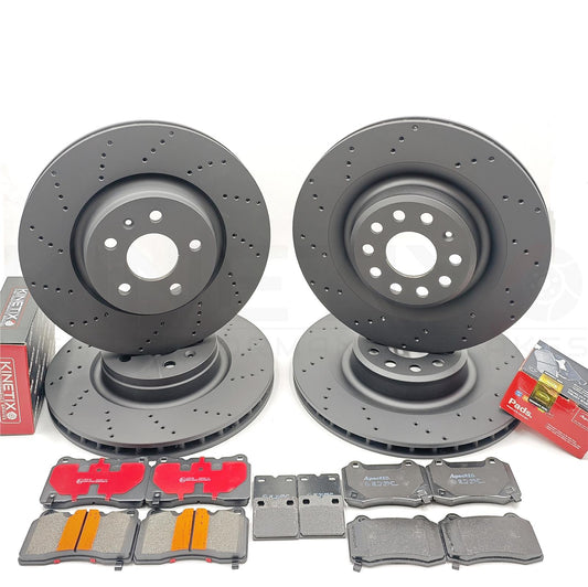 FITS TESLA MODEL S MODEL X PLAID DRILLED FRONT REAR BRAKE DISCS PADS 355mm 365mm