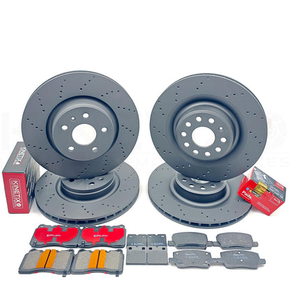 FITS TESLA MODEL S MODEL X PLAID DRILLED FRONT REAR BRAKE DISCS PADS 365mm 355mm