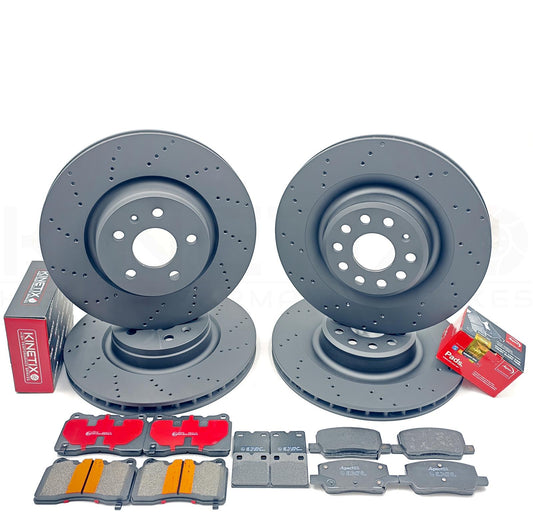 FITS TESLA MODEL S MODEL X PLAID DRILLED FRONT REAR BRAKE DISCS PADS 365mm 355mm